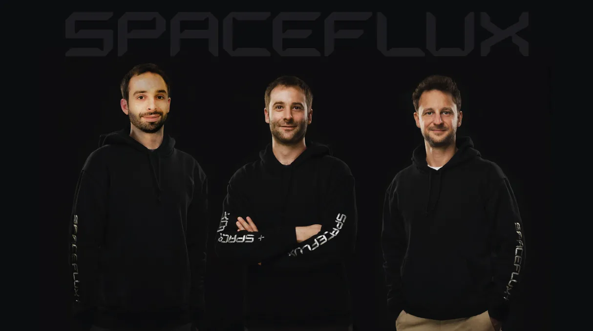 I fondatori di Spaceflux. Da sinistra: prof. Ingo Waldmann, Chief Scientist; Marco Rocchetto, CEO; Marcel Debczynski, COO. Credits: Spaceflux